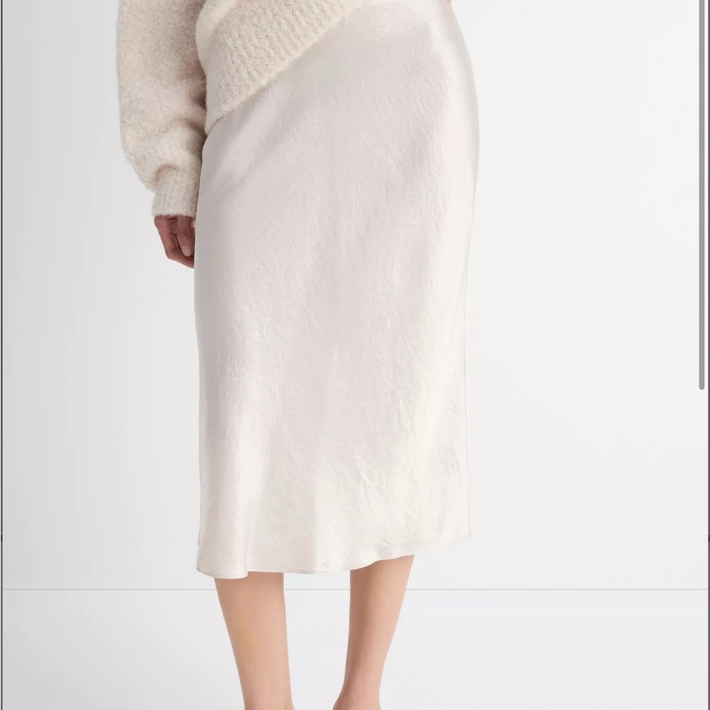 Vince Shiny Silver Cream Skirt